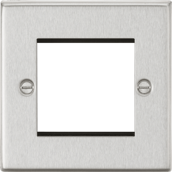 Knightsbridge MLA CS2GBC 2G Modular Faceplate - Square Edge Brushed Chrome - Knightsbridge MLA - Falcon Electrical UK