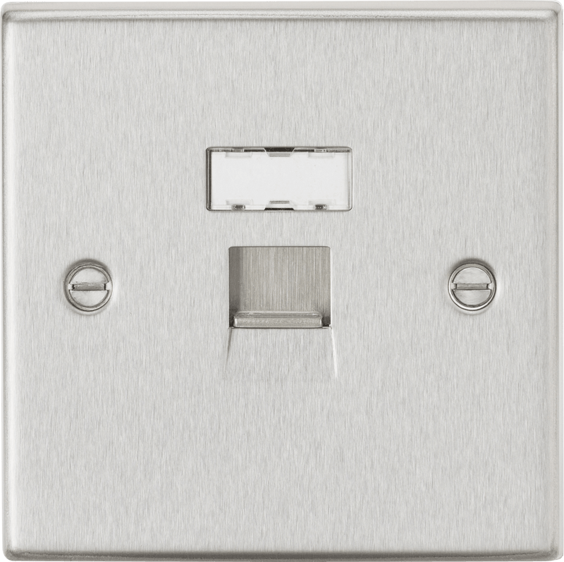 Knightsbridge MLA CS45BC RJ45 Network Outlet - Square Edge Brushed Chrome - Knightsbridge MLA - Falcon Electrical UK