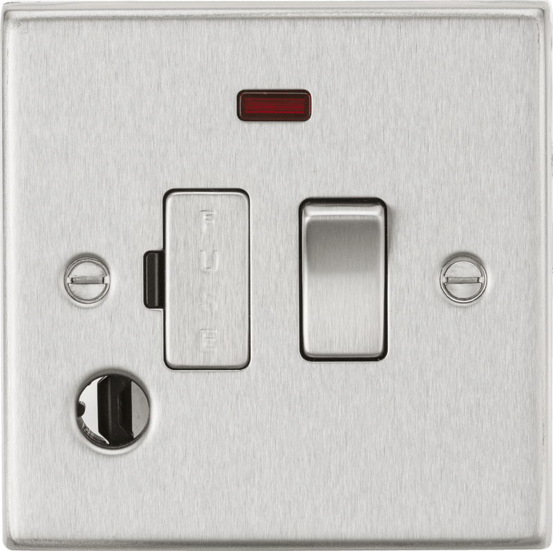 Knightsbridge MLA CS63FBC 13A Switched Fused Spur Unit with Neon & Flex Outlet - Square Edge Brushed Chrome - Knightsbridge MLA - Falcon Electrical UK