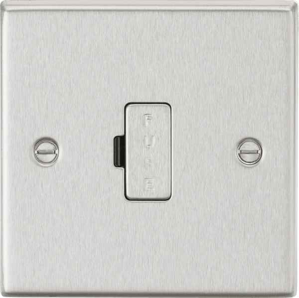 Knightsbridge MLA CS6BC 13A Fused Spur Unit - Square Edge Brushed Chrome - Knightsbridge MLA - Falcon Electrical UK