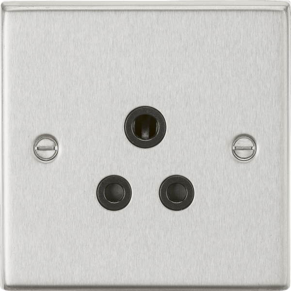 Knightsbridge MLA CS5ABC 5A Unswitched Socket - Square Edge Brushed Chrome Finish with Black Insert - Knightsbridge MLA - Falcon Electrical UK