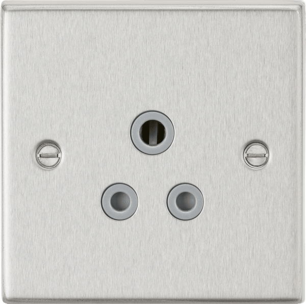 Knightsbridge MLA CS5ABCG 5A Unswitched Socket - Square Edge Brushed Chrome Finish with Grey Insert - Knightsbridge MLA - Falcon Electrical UK