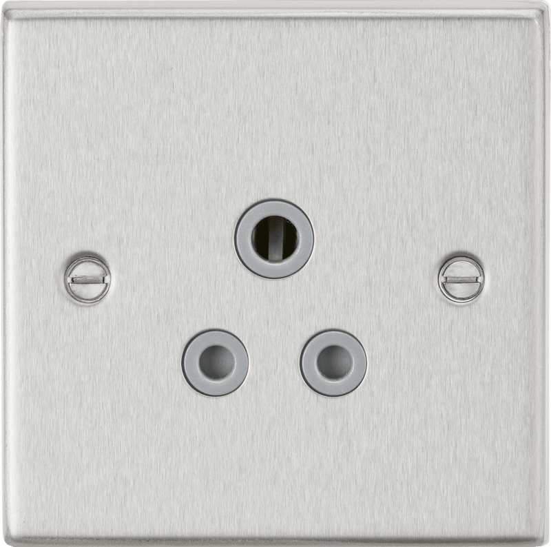 Knightsbridge MLA CS5ABCG 5A Unswitched Socket - Square Edge Brushed Chrome Finish with Grey Insert - Knightsbridge MLA - Falcon Electrical UK