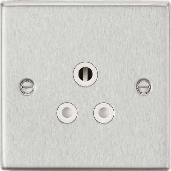 Knightsbridge MLA CS5ABCW 5A Unswitched Socket - Square Edge Brushed Chrome Finish with White Insert - Knightsbridge MLA - Falcon Electrical UK