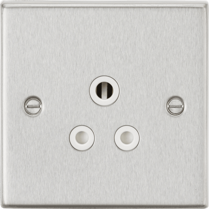 Knightsbridge MLA CS5ABCW 5A Unswitched Socket - Square Edge Brushed Chrome Finish with White Insert - Knightsbridge MLA - Falcon Electrical UK