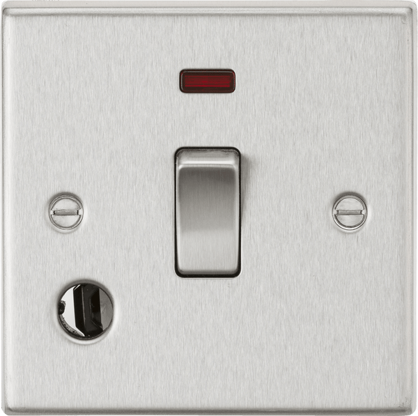 Knightsbridge MLA CS834FBC 20A 1G DP Switch with Neon & Flex Outlet - Square Edge Brushed Chrome - Knightsbridge MLA - Falcon Electrical UK