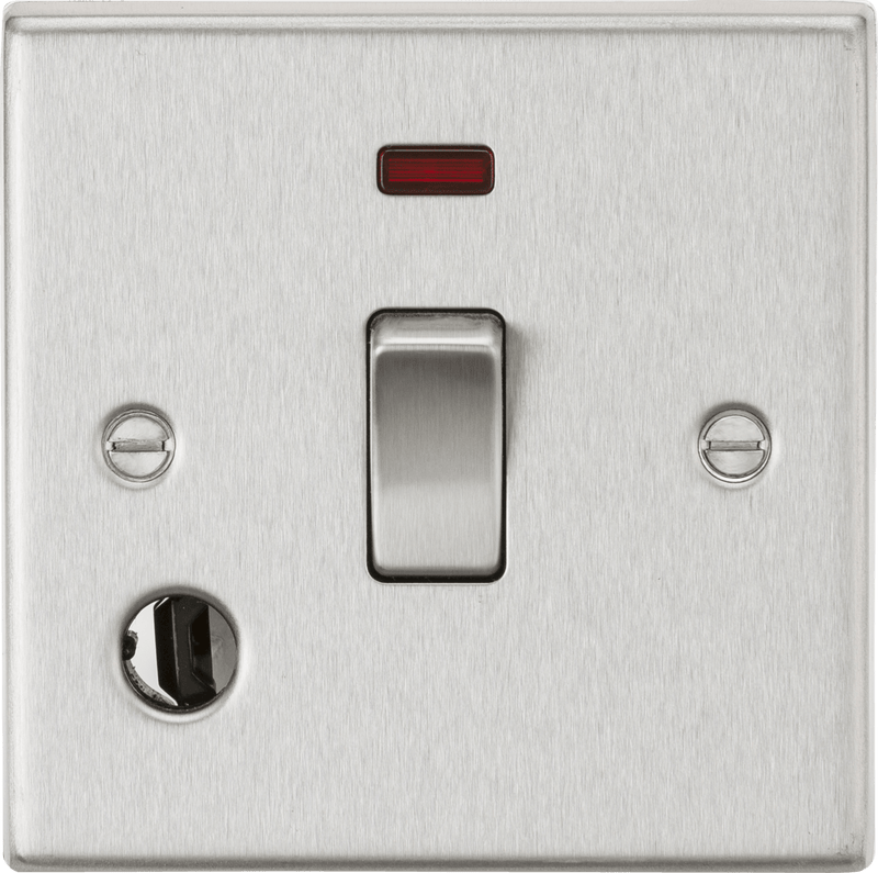 Knightsbridge MLA CS834FBC 20A 1G DP Switch with Neon & Flex Outlet - Square Edge Brushed Chrome - Knightsbridge MLA - Falcon Electrical UK