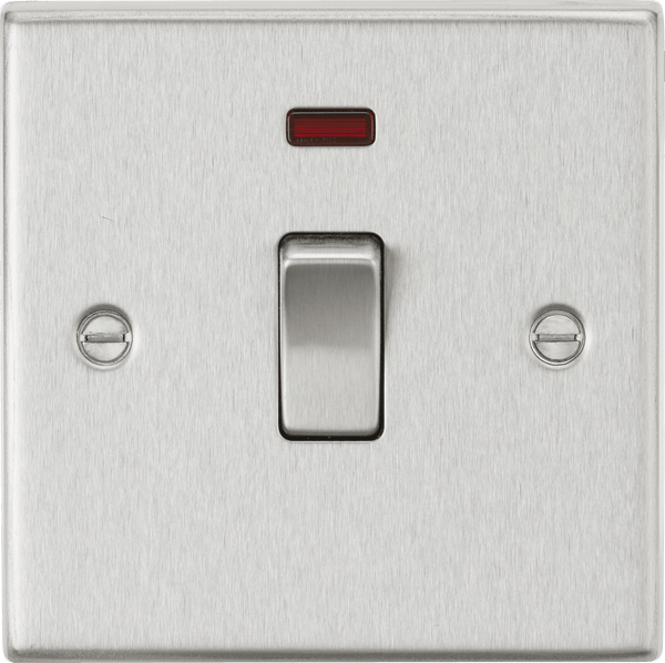 Knightsbridge MLA CS834NBC 20A 1G DP Switch with Neon - Square Edge Brushed Chrome - Knightsbridge MLA - Falcon Electrical UK