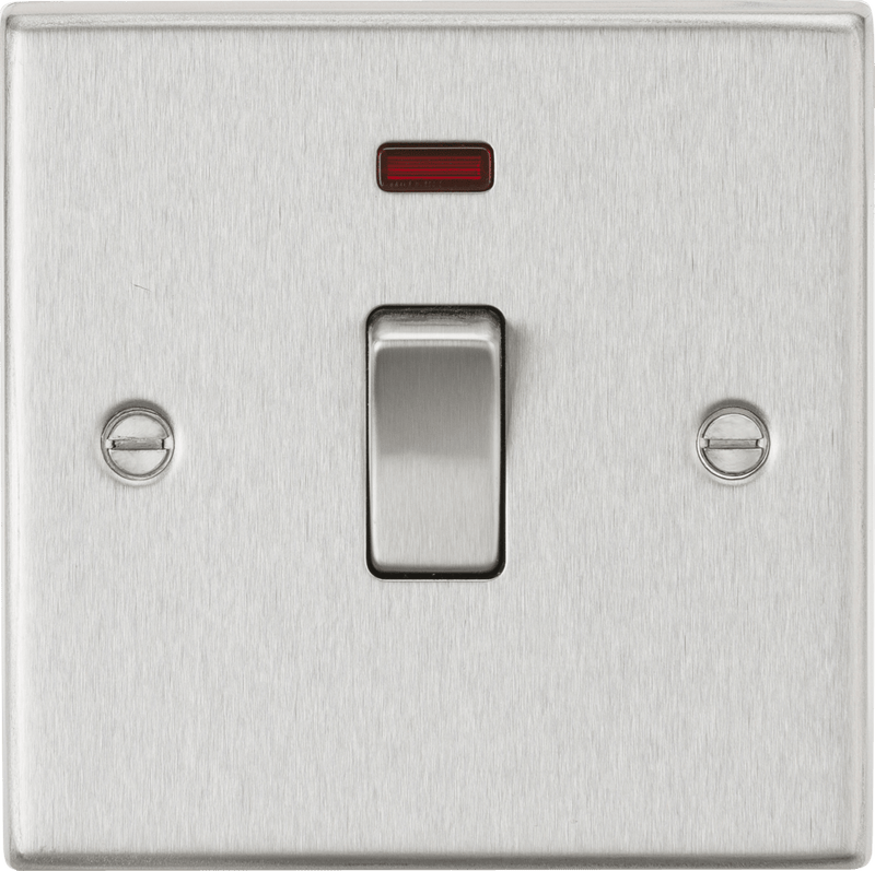 Knightsbridge MLA CS834NBC 20A 1G DP Switch with Neon - Square Edge Brushed Chrome - Knightsbridge MLA - Falcon Electrical UK