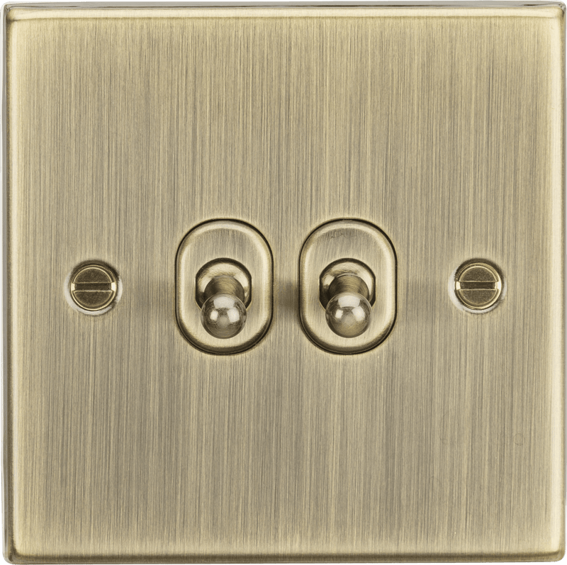 Knightsbridge MLA CSTOG2AB 10AX 2G 2 Way Toggle Switch - Square Edge Antique Brass - Knightsbridge MLA - Falcon Electrical UK