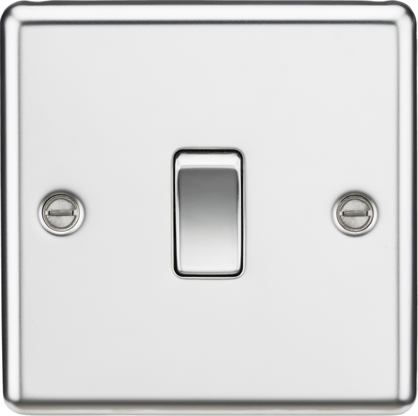 Knightsbridge MLA CL2PC 10AX 1G 2 Way Plate Switch - Rounded Edge Polished Chrome - Knightsbridge MLA - Falcon Electrical UK