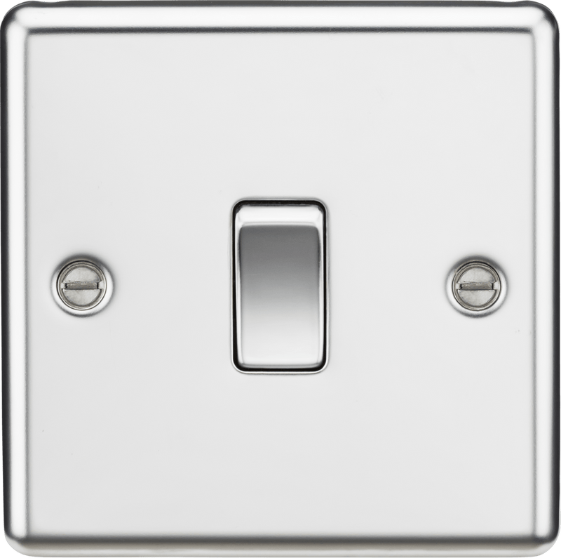 Knightsbridge MLA CL2PC 10AX 1G 2 Way Plate Switch - Rounded Edge Polished Chrome - Knightsbridge MLA - Falcon Electrical UK