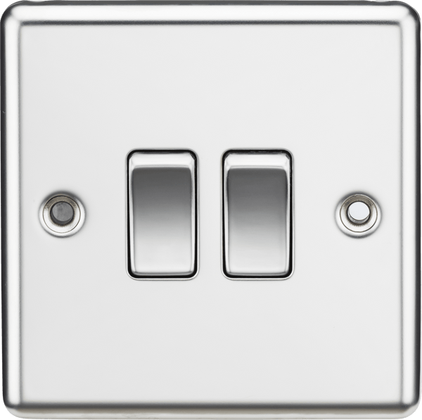 Knightsbridge MLA CL3PC 10AX 2G 2 Way Plate Switch - Rounded Edge Polished Chrome - Knightsbridge MLA - Falcon Electrical UK