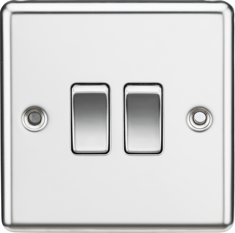 Knightsbridge MLA CL3PC 10AX 2G 2 Way Plate Switch - Rounded Edge Polished Chrome - Knightsbridge MLA - Falcon Electrical UK