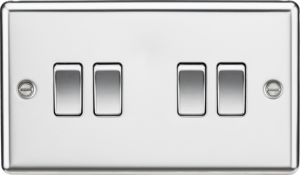 Knightsbridge MLA CL41PC 10AX 4G 2 Way Plate Switch - Rounded Edge Polished Chrome - Knightsbridge MLA - Falcon Electrical UK