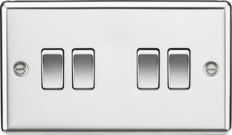 Knightsbridge MLA CL41PC 10AX 4G 2 Way Plate Switch - Rounded Edge Polished Chrome - Knightsbridge MLA - Falcon Electrical UK