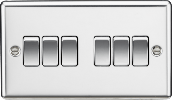 Knightsbridge MLA CL42PC 10AX 6G 2 Way Plate Switch - Rounded Edge Polished Chrome - Knightsbridge MLA - Falcon Electrical UK