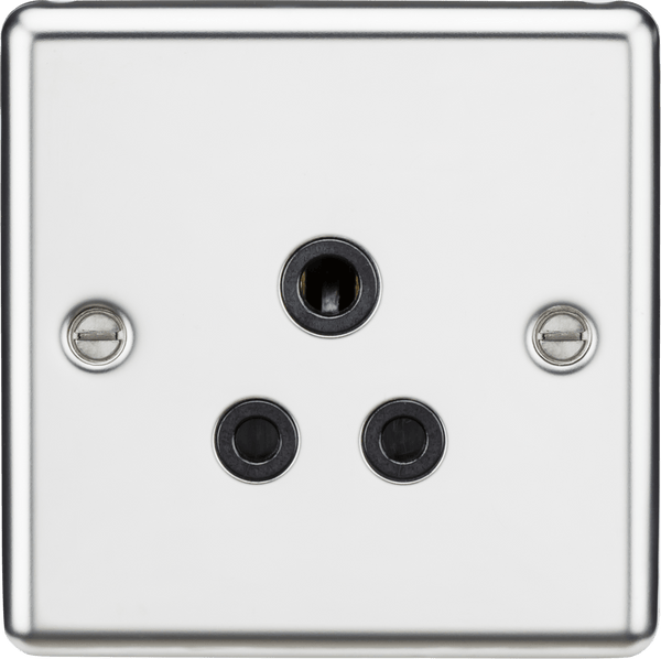 Knightsbridge MLA CL5APC 5A Unswitched Socket - Rounded Edge Polished Chrome Finish with Black Insert - Knightsbridge MLA - Falcon Electrical UK