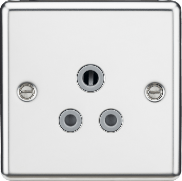 Knightsbridge MLA CL5APCG 5A Unswitched Socket - Rounded Edge Polished Chrome Finish with Grey Insert - Knightsbridge MLA - Falcon Electrical UK