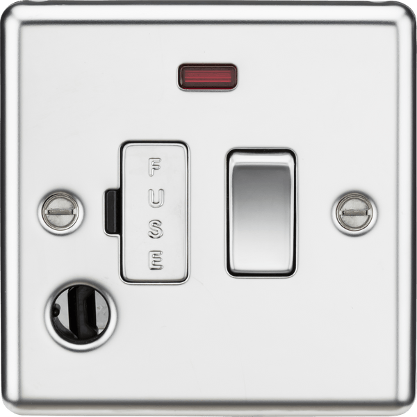 Knightsbridge MLA CL63FPC 13A Switched Fused Spur Unit with Neon & Flex Outlet - Rounded Edge Polished Chrome - Knightsbridge MLA - Falcon Electrical UK