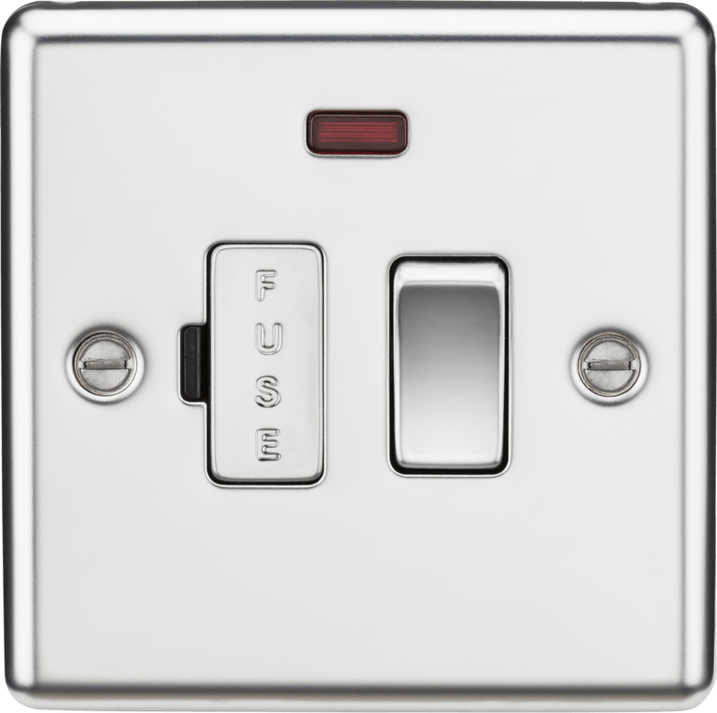 Knightsbridge MLA CL63NPC 13A Switched Fused Spur Unit with Neon - Rounded Edge Polished Chrome - Knightsbridge MLA - Falcon Electrical UK