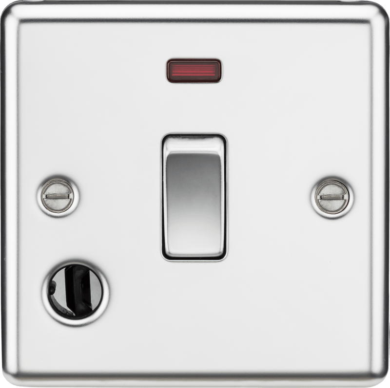 Knightsbridge MLA CL834FPC 20A 1G DP Switch with Neon & Flex Outlet - Rounded Edge Polished Chrome - Knightsbridge MLA - Falcon Electrical UK