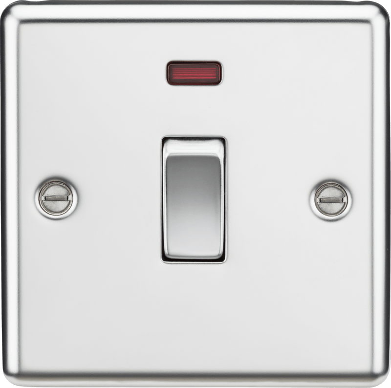 Knightsbridge MLA CL834NPC 20A 1G DP Switch with Neon - Rounded Edge Polished Chrome - Knightsbridge MLA - Falcon Electrical UK