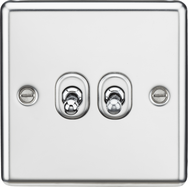 Knightsbridge MLA CLTOG2PC 10AX 2G 2 Way Toggle Switch - Rounded Polished Chrome Finish - Knightsbridge MLA - Falcon Electrical UK