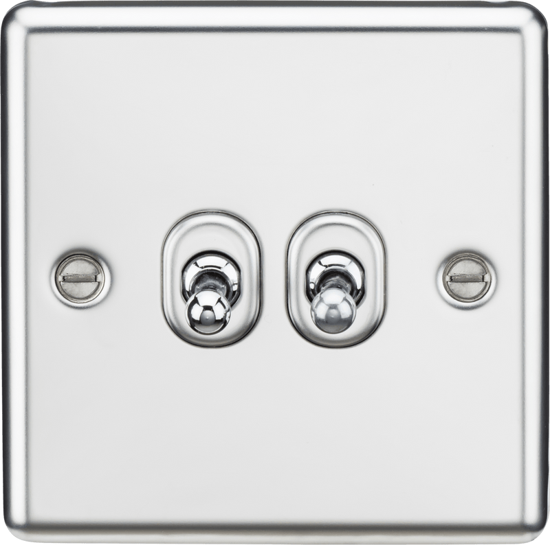 Knightsbridge MLA CLTOG2PC 10AX 2G 2 Way Toggle Switch - Rounded Polished Chrome Finish - Knightsbridge MLA - Falcon Electrical UK