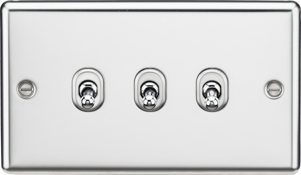 Knightsbridge MLA CLTOG3PC 10AX 3G 2 Way Toggle Switch - Rounded Polished Chrome Finish - Knightsbridge MLA - Falcon Electrical UK