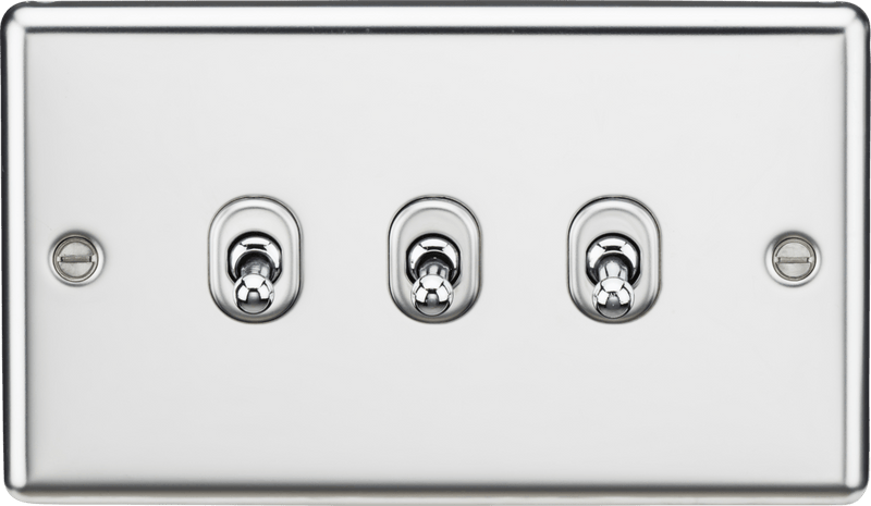 Knightsbridge MLA CLTOG3PC 10AX 3G 2 Way Toggle Switch - Rounded Polished Chrome Finish - Knightsbridge MLA - Falcon Electrical UK