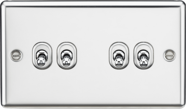 Knightsbridge MLA CLTOG4PC 10AX 4G 2 Way Toggle Switch - Rounded Polished Chrome Finish - Knightsbridge MLA - Falcon Electrical UK