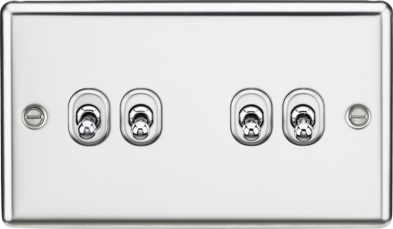 Knightsbridge MLA CLTOG4PC 10AX 4G 2 Way Toggle Switch - Rounded Polished Chrome Finish - Knightsbridge MLA - Falcon Electrical UK