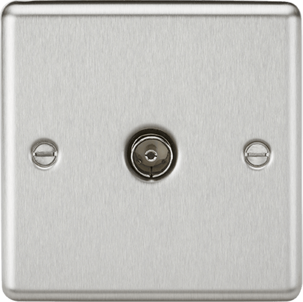 Knightsbridge MLA CL010BC TV Outlet (non-isolated) - Rounded Edge Brushed Chrome - Knightsbridge MLA - Falcon Electrical UK