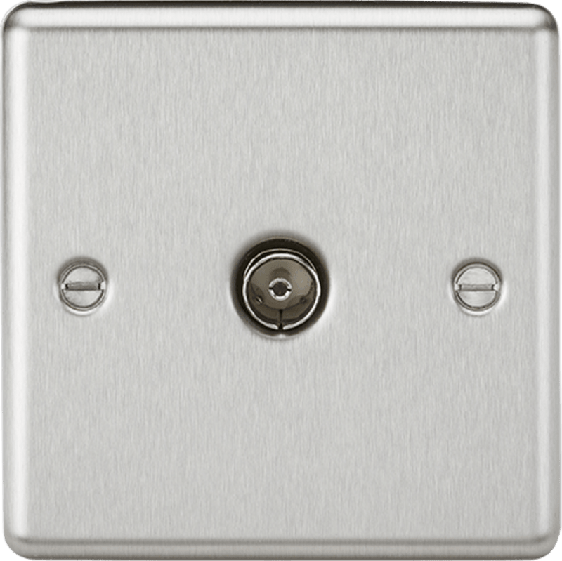 Knightsbridge MLA CL010BC TV Outlet (non-isolated) - Rounded Edge Brushed Chrome - Knightsbridge MLA - Falcon Electrical UK