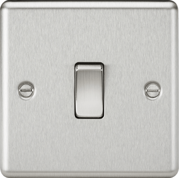 Knightsbridge MLA CL2BC 10AX 1G 2 Way Plate Switch - Rounded Edge Brushed Chrome - Knightsbridge MLA - Falcon Electrical UK