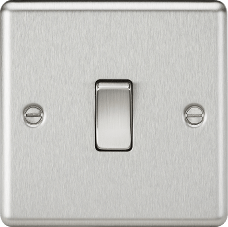 Knightsbridge MLA CL2BC 10AX 1G 2 Way Plate Switch - Rounded Edge Brushed Chrome - Knightsbridge MLA - Falcon Electrical UK