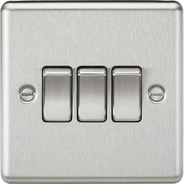 Knightsbridge MLA CL4BC 10AX 3G 2 Way Plate Switch - Rounded Edge Brushed Chrome - Knightsbridge MLA - Falcon Electrical UK