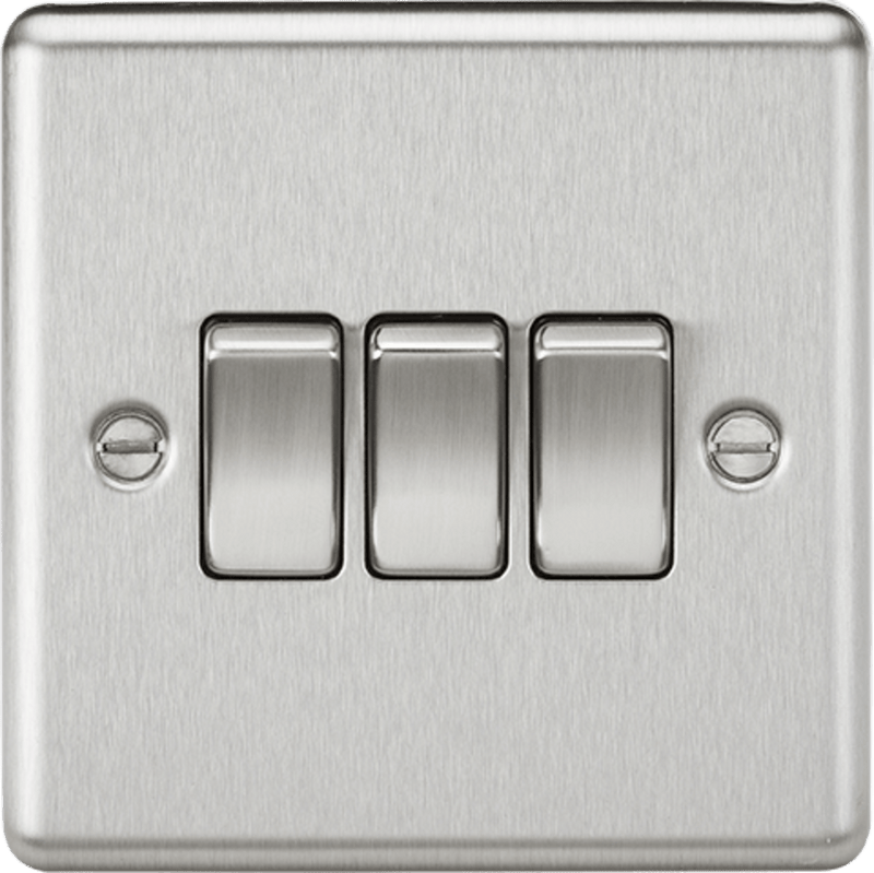 Knightsbridge MLA CL4BC 10AX 3G 2 Way Plate Switch - Rounded Edge Brushed Chrome - Knightsbridge MLA - Falcon Electrical UK