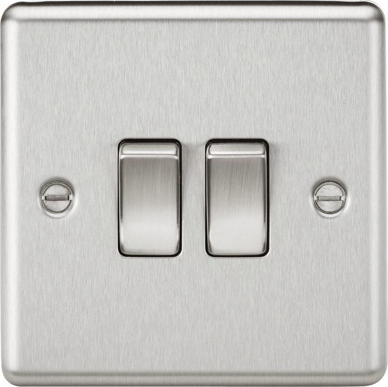 Knightsbridge MLA CL3BC 10AX 2G 2 Way Plate Switch - Rounded Edge Brushed Chrome - Knightsbridge MLA - Falcon Electrical UK