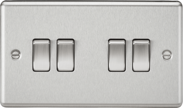 Knightsbridge MLA CL41BC 10AX 4G 2 Way Plate Switch - Rounded Edge Brushed Chrome - Knightsbridge MLA - Falcon Electrical UK