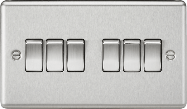 Knightsbridge MLA CL42BC 10AX 6G 2 Way Plate Switch - Rounded Edge Brushed Chrome - Knightsbridge MLA - Falcon Electrical UK