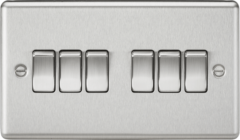 Knightsbridge MLA CL42BC 10AX 6G 2 Way Plate Switch - Rounded Edge Brushed Chrome - Knightsbridge MLA - Falcon Electrical UK