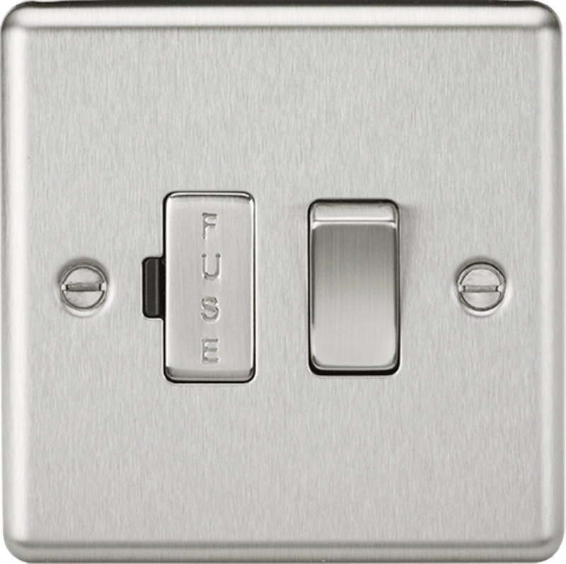 Knightsbridge MLA CL63BC 13A Switched Fused Spur Unit - Rounded Edge Brushed Chrome - Knightsbridge MLA - Falcon Electrical UK