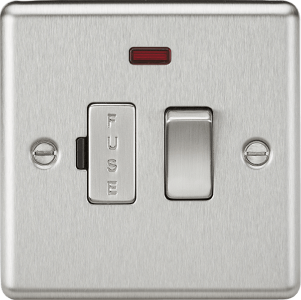 Knightsbridge MLA CL63NBC 13A Switched Fused Spur Unit with Neon - Rounded Edge Brushed Chrome - Knightsbridge MLA - Falcon Electrical UK