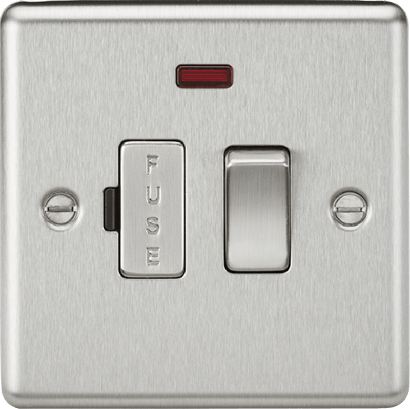 Knightsbridge MLA CL63NBC 13A Switched Fused Spur Unit with Neon - Rounded Edge Brushed Chrome - Knightsbridge MLA - Falcon Electrical UK