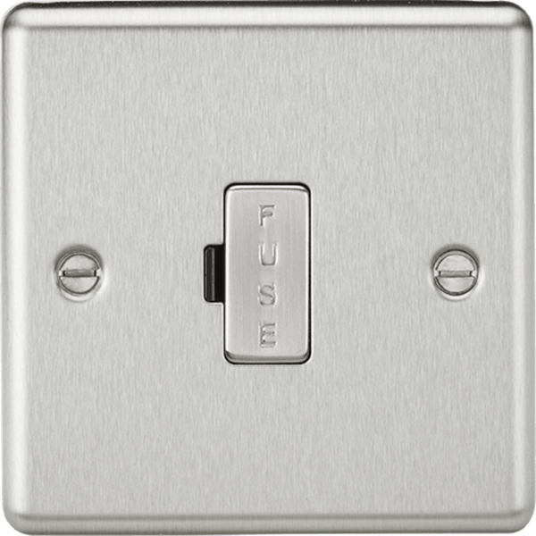 Knightsbridge MLA CL6BC 13A Fused Spur Unit - Rounded Edge Brushed Chrome - Knightsbridge MLA - Falcon Electrical UK