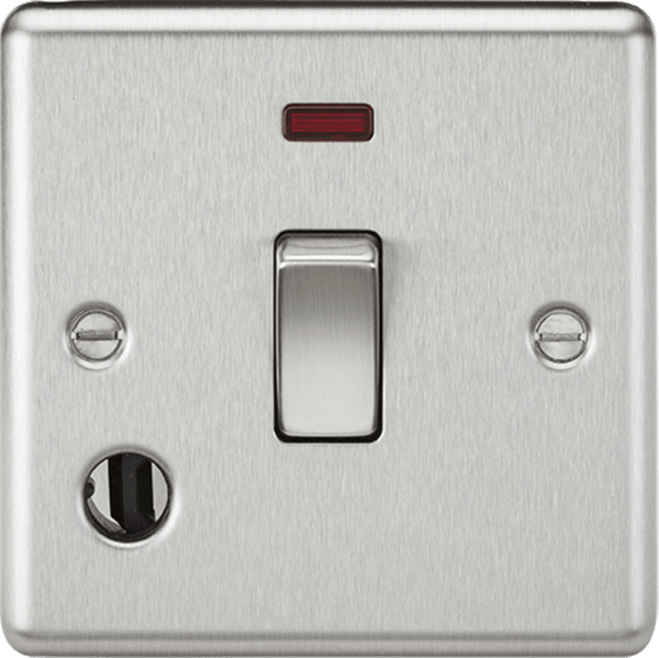 Knightsbridge MLA CL834FBC 20A 1G DP Switch with Neon & Flex Outlet - Rounded Edge Brushed Chrome - Knightsbridge MLA - Falcon Electrical UK