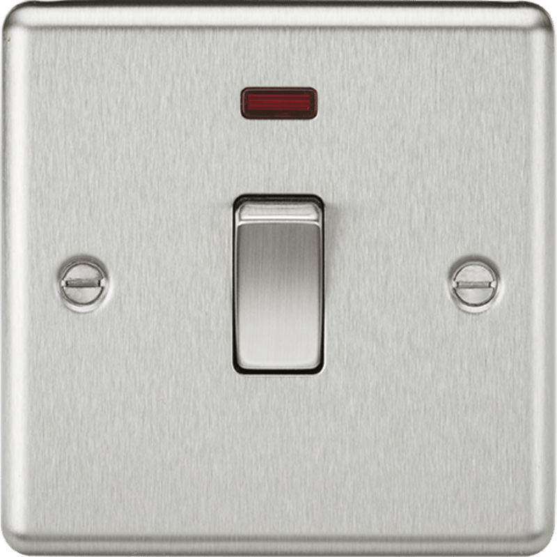 Knightsbridge MLA CL834NBC 20A 1G DP Switch with Neon - Rounded Edge Brushed Chrome - Knightsbridge MLA - Falcon Electrical UK