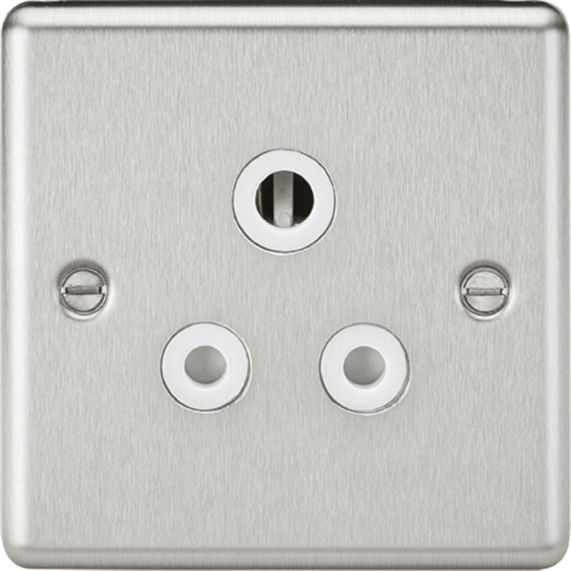 Knightsbridge MLA CL5ABCW 5A Unswitched Socket - Rounded Edge Brushed Chrome Finish with White Insert - Knightsbridge MLA - Falcon Electrical UK